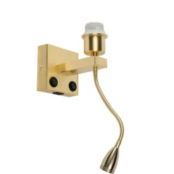 Art Deco Wandlampe Gold mit USB und Flexarm - Brescia Combi