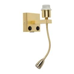 Art Deco Wandlampe Gold mit USB und Flexarm - Brescia Combi