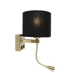 Art Deco Wandlampe Gold mit schwarzem Schirm - Brescia