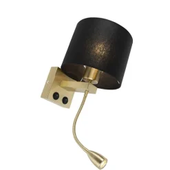 Art Deco Wandlampe Gold mit schwarzem Schirm - Brescia