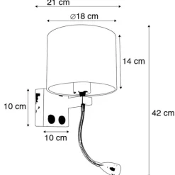 Art Deco Wandlampe Kupfer mit schwarzem Schirm - Brescia
