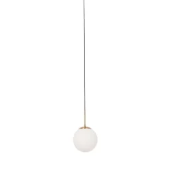 Art-Déco-Hängeleuchte Gold mit Opalglas inkl. Schienenadapter Weiß 1-phasig - Slimline Flore