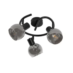 Art-Deco-Deckenleuchte schwarz mit Rauchglas 3-flammig rund - Vidro