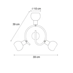 Art-Deco-Deckenleuchte schwarz mit Rauchglas 3-flammig rund - Vidro