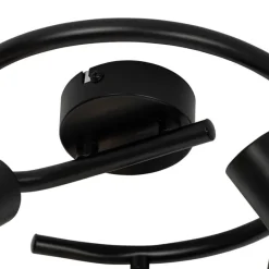 Art-Deco-Deckenleuchte schwarz mit Rauchglas 3-flammig rund - Vidro