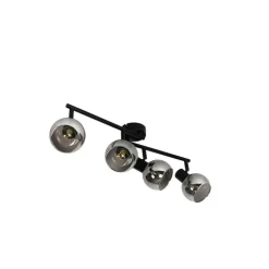 Art-Deco-Deckenleuchte schwarz mit Rauchglas 4-flammig - Vidro