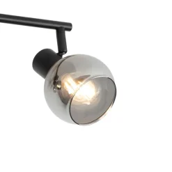 Art-Deco-Deckenleuchte schwarz mit Rauchglas 4-flammig - Vidro