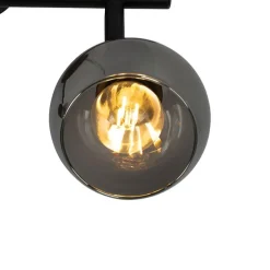 Art-Deco-Deckenleuchte schwarz mit Rauchglas 2-flammig - Vidro