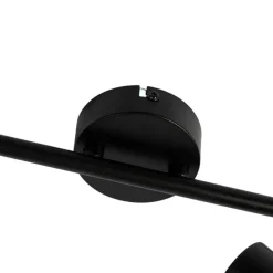 Art-Deco-Deckenleuchte schwarz mit Rauchglas 2-flammig - Vidro