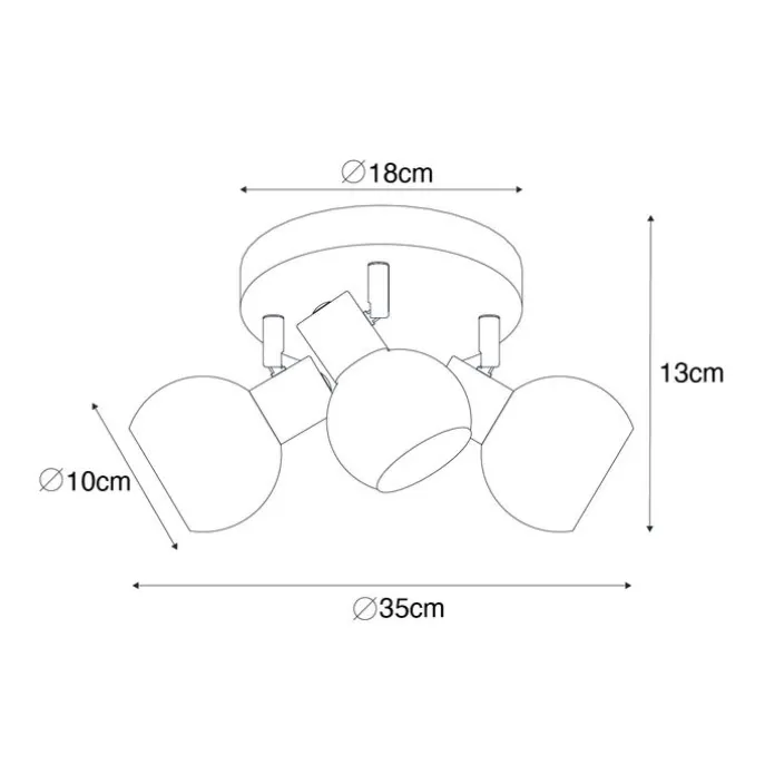 Art-Deco-Deckenstrahler Gold mit rosa Glas 3-flammig - Vidro
