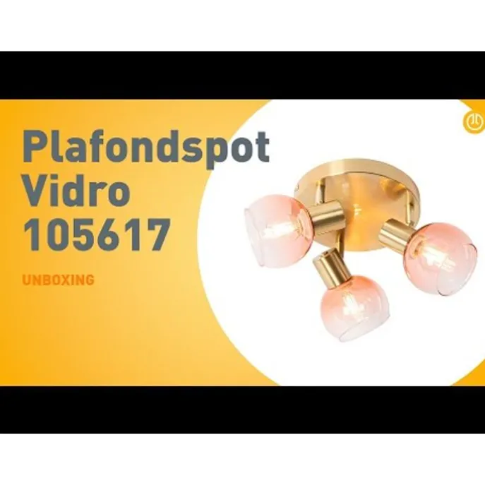 Art-Deco-Deckenstrahler Gold mit rosa Glas 3-flammig - Vidro