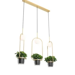 Art-Deco-Hängelampe Gold mit weißem Glas 3 Lichter - Isabella