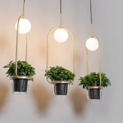 Art-Deco-Hängelampe Gold mit weißem Glas 3 Lichter - Isabella