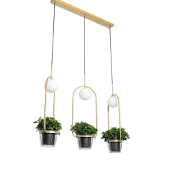 Art-Deco-Hängelampe Gold mit weißem Glas 3 Lichter - Isabella