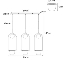 Art-Deco-Hängelampe Gold mit weißem Glas 3 Lichter - Isabella