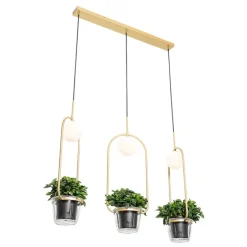 Art-Deco-Hängelampe Gold mit weißem Glas 3 Lichter - Isabella