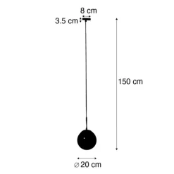 Art-Deco-Hängeleuchte schwarz mit Rauchglas inkl. Schienenadapter 1-phasig - Iconic Flore