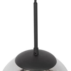 Art-Deco-Hängeleuchte schwarz mit Rauchglas inkl. Schienenadapter 1-phasig - Iconic Flore