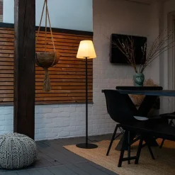 Außen Stehlampe schwarz mit weißem Schirm IP65 25 cm - Virginia