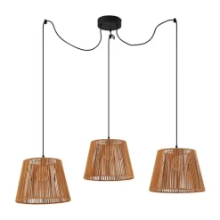 Außenhängeleuchte schwarz mit orangefarbenen Seilschirmen 3-flammig IP44 - Cava Jayla