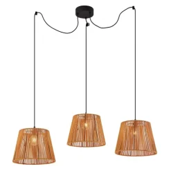 Außenhängeleuchte schwarz mit orangefarbenen Seilschirmen 3-flammig IP44 - Cava Jayla