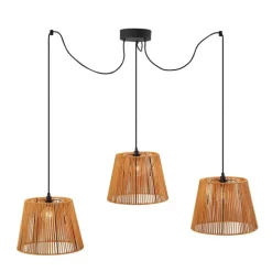 Außenhängeleuchte schwarz mit orangefarbenen Seilschirmen 3-flammig IP44 - Cava Jayla