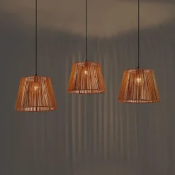 Außenhängeleuchte schwarz mit orangefarbenen Seilschirmen 3-flammig IP44 - Cava Jayla