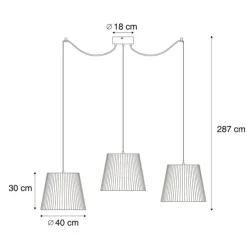 Außen-Hängeleuchte schwarz mit beigefarbenen Seilschirmen 3-flammig IP44 - Cava Jayla