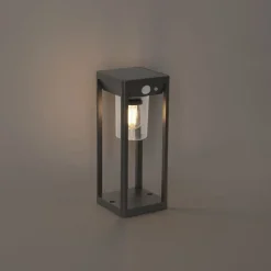 Außenpoller dunkelgrau 25 cm mit Abblendlicht und Solarsensor - Sonne