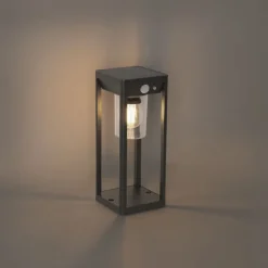 Außenpoller dunkelgrau 25 cm mit Abblendlicht und Solarsensor - Sonne