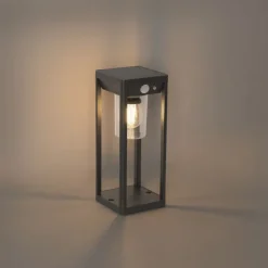 Außenpoller dunkelgrau 25 cm mit Abblendlicht und Solarsensor - Sonne