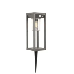 Außenpoller dunkelgrau 25 cm mit Abblendlicht und Solarsensor - Sonne