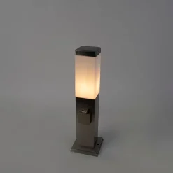 Außen-Stablampe aus Stahl inklusive Fassung IP44 - Malios mit Erdspieß und Kabelverschraubung