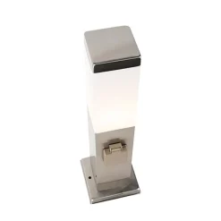 Außen-Stablampe aus Stahl inklusive Fassung IP44 - Malios mit Erdspieß und Kabelverschraubung