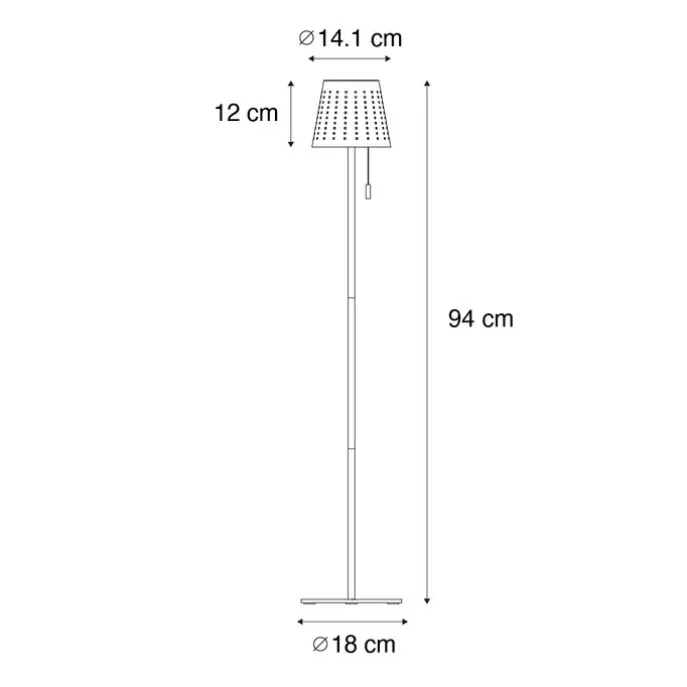 Außenstehleuchte schwarz inkl. LED 3-stufig dimmbar auf Solar - Ferre