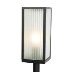 Außen-Stehleuchte schwarz mit geriffeltem Glas 100 cm IP44 - Charlois Ribbed