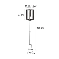 Außen-Stehleuchte schwarz mit geriffeltem Glas 100 cm IP44 - Charlois Ribbed