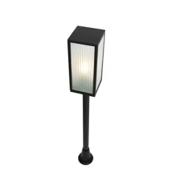 Außen-Stehleuchte schwarz mit geriffeltem Glas 100 cm IP44 - Charlois Ribbed