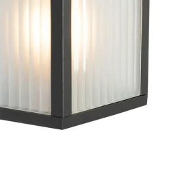 Außenwandlaterne schwarz mit geripptem Glas und Bewegungssensor - Charlois