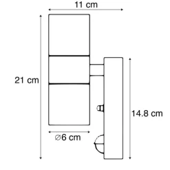 Außenwandleuchte Anthrazit 2-flammig IP44 mit Bewegungsmelder - Duo