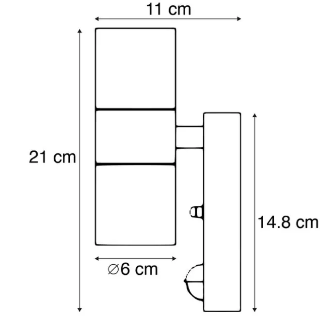 Außenwandleuchte Anthrazit 2-flammig IP44 mit Bewegungsmelder - Duo