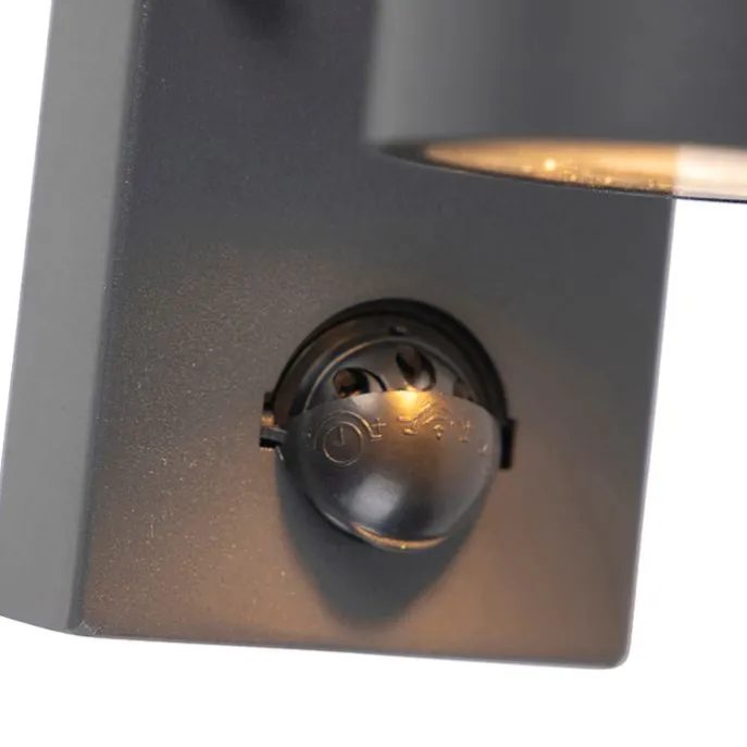 Außenwandleuchte Anthrazit 2-flammig IP44 mit Bewegungsmelder - Duo