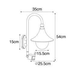 Außenwandleuchte antikgold IP44 inkl. Bewegungsmelder - Daphne
