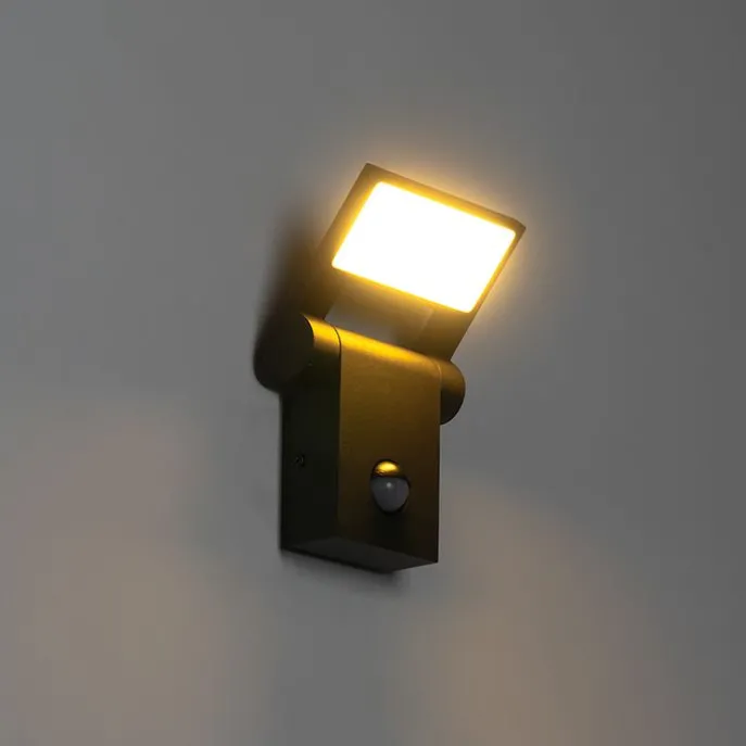 Außenwandleuchte grau inkl. LED IP54 mit Bewegungsmelder - Zane