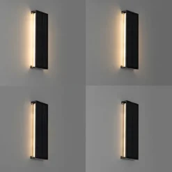 Außenwandleuchte schwarz 30 cm inkl. LED 4-stufig dimmbar mit Solar - Serena