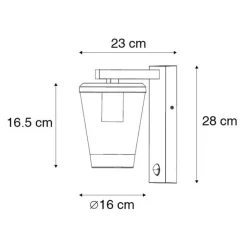 Außenwandleuchte schwarz IP44 mit Bewegungssensor - Joren