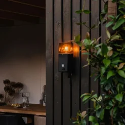 Außenwandleuchte schwarz IP44 mit Bewegungsmelder - Dänemark