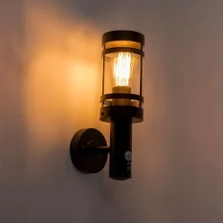 Außenwandleuchte schwarz mit Bewegungssensor IP44 - Gleam