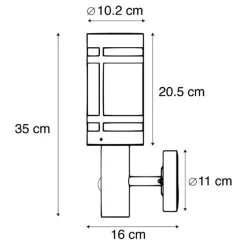 Außenwandleuchte schwarz mit Bewegungssensor IP44 - Gleam