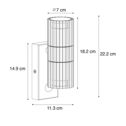 Außenwandleuchte schwarz mit Bewegungssensor 2-Licht - Boris